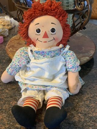 Vintage 20 " Raggedy Ann Cloth Doll I Love You Knickerbocker Toy Company