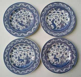 Estrela De Conimbriga - Hand Painted Portuguese Art Pottery Plates - Set Of 4
