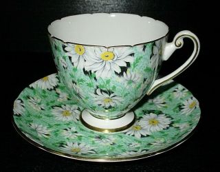 Antique Shelley Porcelain " White Daisy " Tea Cup & Saucer,  England