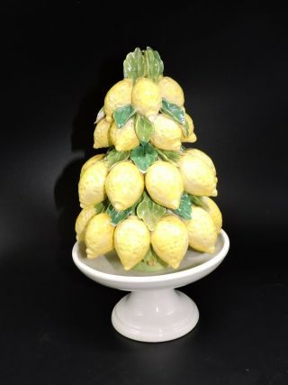 Vintage Lemon Capodimonte Centerpiece Made In Italy  E3