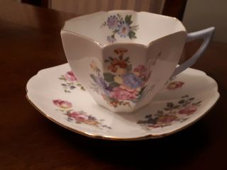 Antique Shelley Queen Anne Cup Saucer Roses Flowers