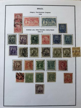 Brazil Scott 172 - 188 Hinged On Album Page,  29 Stamps