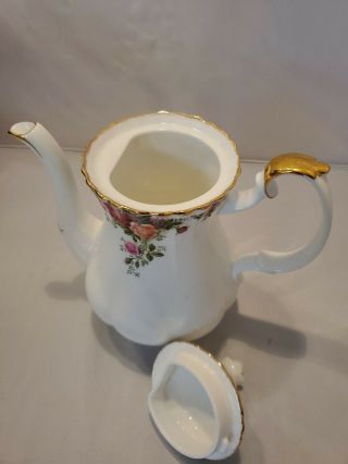 Royal Albert Old Country Roses Coffee/Tea Pot w/Lid Gold Trim Bone China England 3