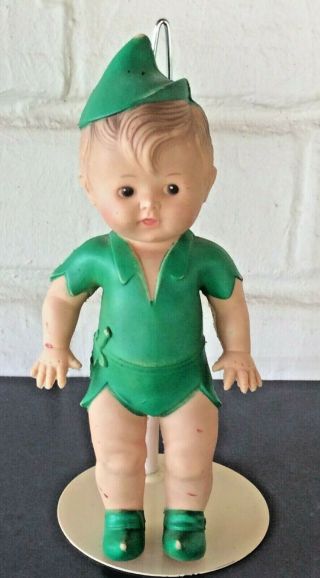 Vintage Walt Disney Productions 10 " Peter Pan Squeaky Doll Sun Rubber Co 1950