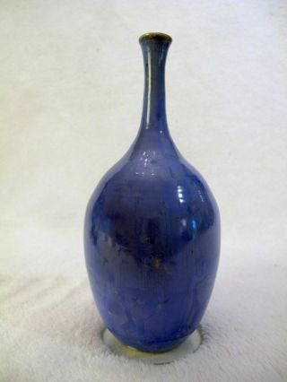 Small Cobalt Blue & Gray American Studio Pottery Vase Signed Cgc Pacific Nw