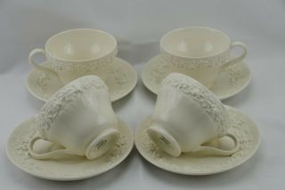 Wedgwood Queensware Cream On Cream Shell Edge Cup & Saucers Set Of 4 3