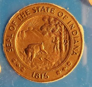 1816 - 1966 State of Indiana Sesquicentennial Bronze Medal in Indiana Holder w1940 3