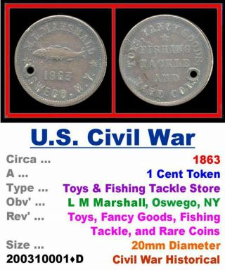 Bronze Token • U.  S.  Civil War Period • L M Marshall,  Oswego • 1863 • 20031001•d