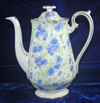 Royal Albert Bone China Blue Pansy Chintz Coffee / Tea Pot