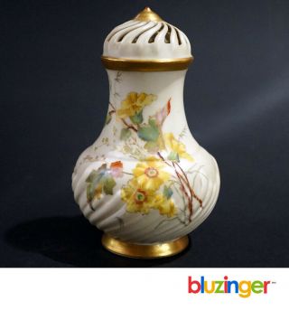C.  1890s Royal Worcester Decorated Gilt Porcelain Muffiner No.  1306 Sugar Shaker