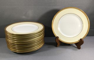 Set 12 Fine Pl Limoges M Redon Gilt 9 5/8” Dinner Plates
