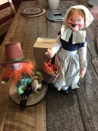 Annalee Dolls Collectible Leprechaun And Pilgram Lady