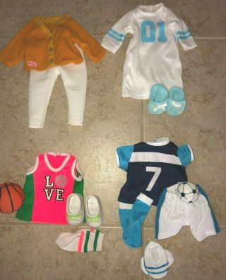 Our Generation 18 " Doll Clothes 4 Outfits Soccer,  Basketball,  Football,  Daily
