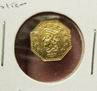 1857 California Gold 1/2 Octagon Bear