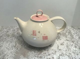 Vintage Mid Century Modern Vernon Ware Metlox Tickled Pink Teapot With Lid