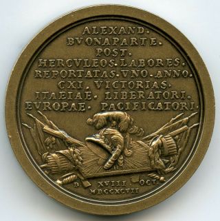 France Napoleon Treaty Of Campoformio 1797 Bronze Restrike Medal 41mm 49g