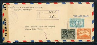 Nicaragua Postal History: Lot 20 1943 Reg Censored 1.  90c Managua - Akron $$$