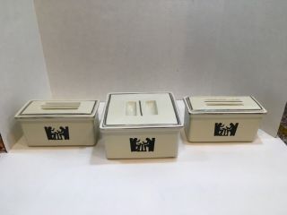 Hall China Co.  Silhouette Refrigerator/leftover Covered Containers 6 Pc Full Set