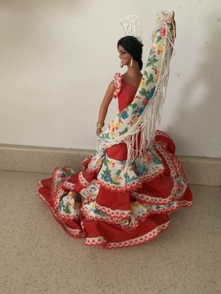 Vintage Marin Chiclana Spanish Flamenco Dancer Dolls Made In Spain Red Dress