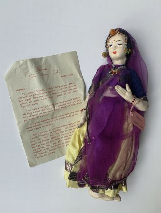 1950s World Wide Doll Club Shanti - Antique Indian Farm Girl Cloth Figure India
