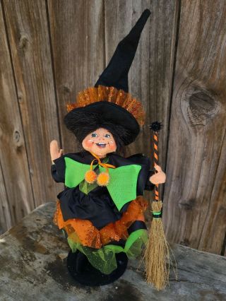 2012 15 " Analee Halloween Witch Doll With Broom (orange,  Green,  And Black)