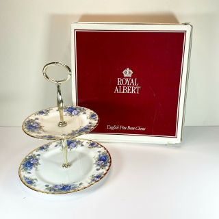 Royal Albert Moonlight Rose 2 Tier Cake Stand,  English Fine Bone China