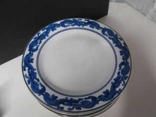 Set Of 6 Bombay Cobalt Blue And White Porcelain Dinner Plates