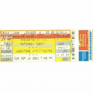 Matchbox 20 & Train Full Concert Ticket Stub Kansas City Kc 9/16/01 Sandstone