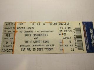 Vintage 2009,  Bruce Springsteen Concert Ticket,  The E Street Band Bradley Center