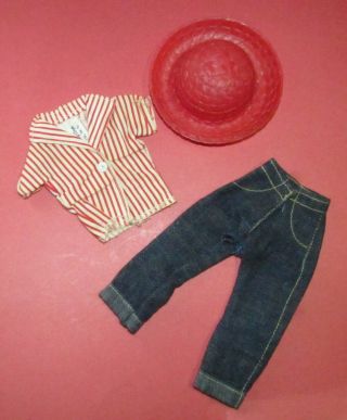 Vintage Little Miss Revlon 9209 Jeans Striped Shirt Red Hat