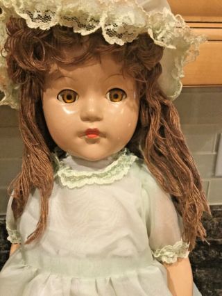 1930 - 40  S Effanbee 21 " Composition Anne Shirley Doll,  Brownyarn Wig