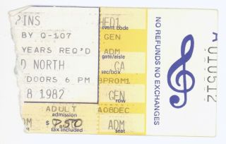 Rare The Headpins 12/8/82 Toronto Ontario Canada Concert Ticket Stub