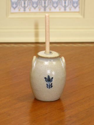 Phyllis Howard Stoneware Butter Churn - Butt Hinge Pottery - Dollhouse Miniature