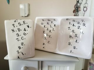 Rae Dunn Desk Set Accessories Pencil Holder Trinket Tray Letter And Numbers