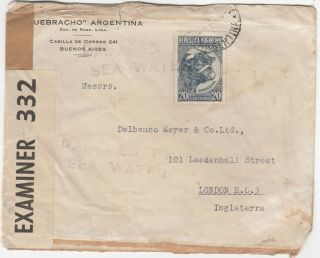 Argentina 1940? Censored Ship Wracked? Cover With By Sea Water Marking