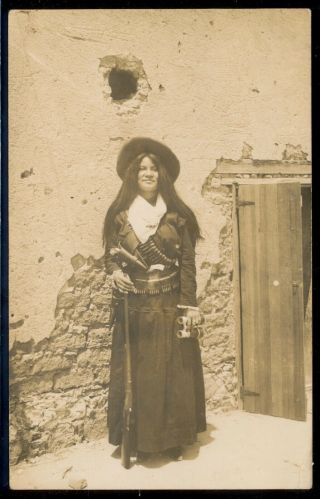 Bq40 Mexico,  Picture Postcard 1910 2ct Pmk 1912 Rebel Women Solider Est $10 - 20