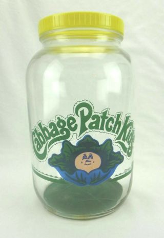 1984 Cabbage Patch Kids Dolls Glass Candy / Cookie Jar Storage Large 10 " Vintage