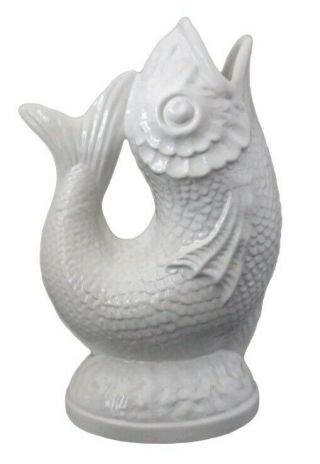 Bordallo Pinheiro Large Ceramic White Fish Vase