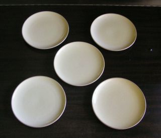 5 Edith Heath Ceramics Salad Plates Cafe Au Lait Mocha Tan Exc