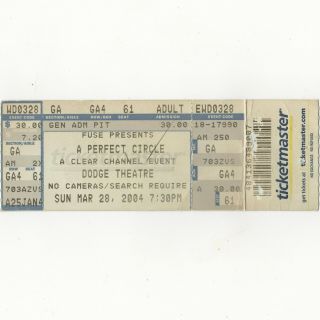A Perfect Circle & The Mars Volta Concert Ticket Stub Phoenix 3/28/04 Dodge Rare