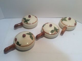 Set Of 4 Vintage Franciscan Ware Apple Individual Covered Casseroles/soup Bowls