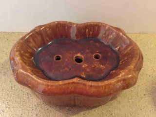 Antique 19th Century Bennington Pottery Rockingham Soap Dish Oval Scalloped