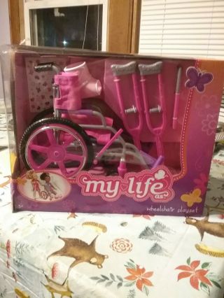 My Life As All American Girl Doll Wheelchair Crutches And Cast Set Pink Purple