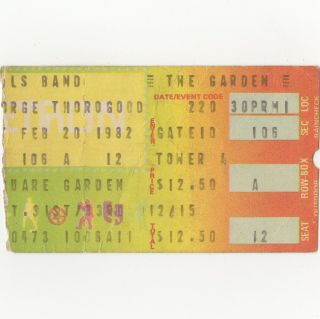 J Geils Band & George Thorogood Concert Ticket Stub Nyc 2/20/82 Msg Freeze Frame