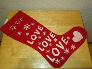 Taylor Swift Red Christmas Stocking Love Love Love With Snowflakes 16 " Long