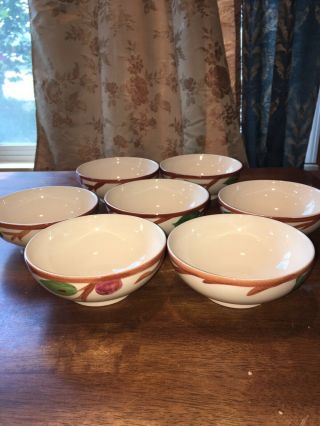 Set Of 7 Vintage Franciscan Apple 5 3/8 " Footed Oatmeal Bowls England Ec