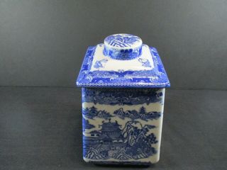 Ringtons Limited Tea Merchants Square Tea Caddy Or Biscuit Canister - Blue Willow