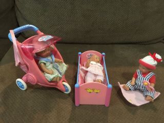 Rare Zapf Creation Baby Born Mini World Doll Crib,  Stroller,  Dolls,  Accessories