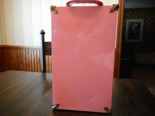 Vintage 1950 ' s Pink Metal Doll Case/Wardrobe 2