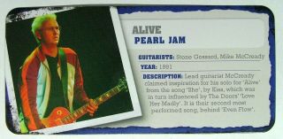 Guitar Riff Card,  Tab Alive Pearl Jam Stone Gossard Mike Mccready Mkr01